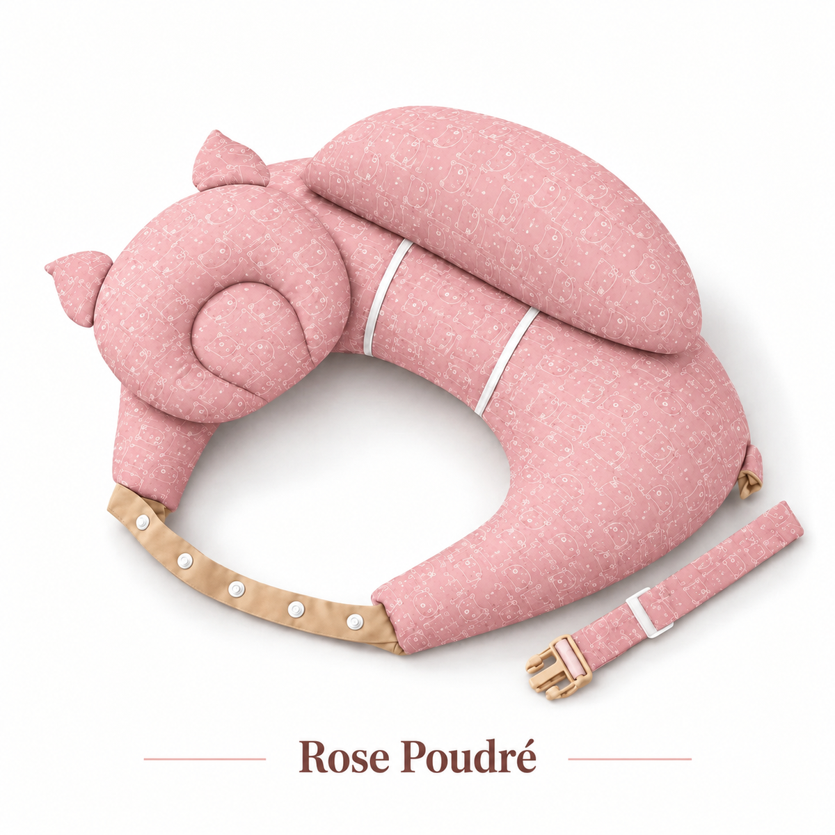 Belluvia Câlin – Coussin d'allaitement avec sangle réglable et cale-tête bébé