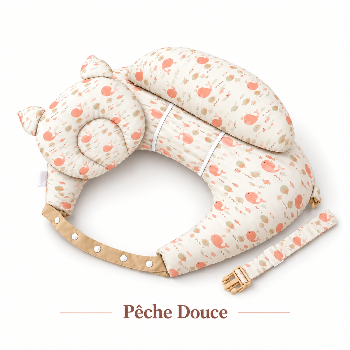 Belluvia Câlin – Coussin d'allaitement avec sangle réglable et cale-tête bébé