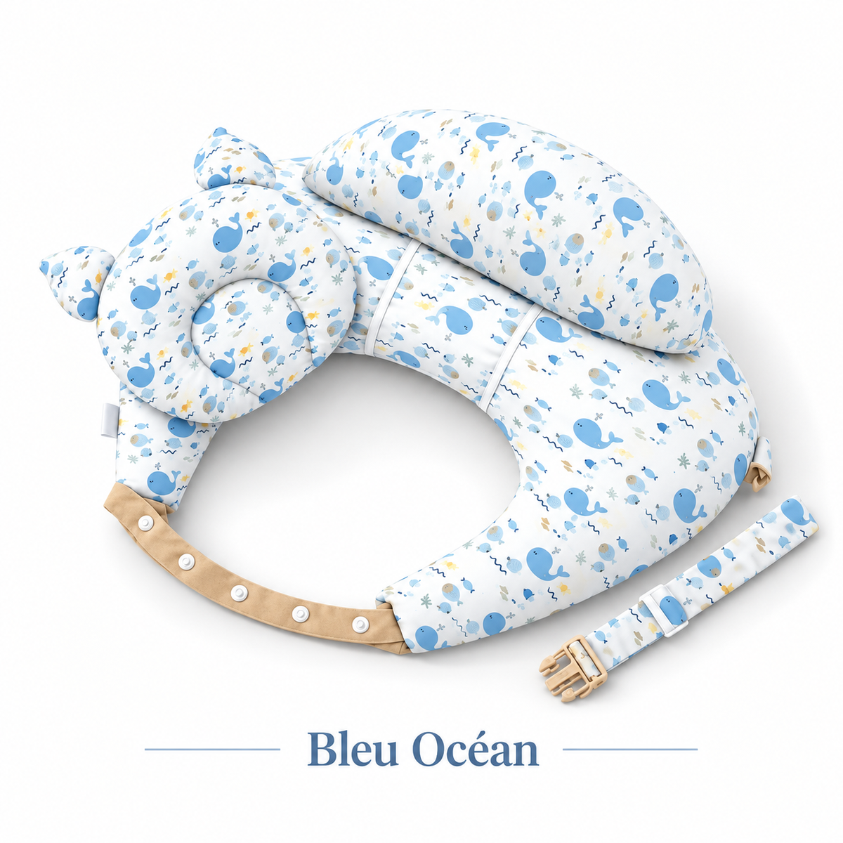 Belluvia Câlin – Coussin d'allaitement avec sangle réglable et cale-tête bébé
