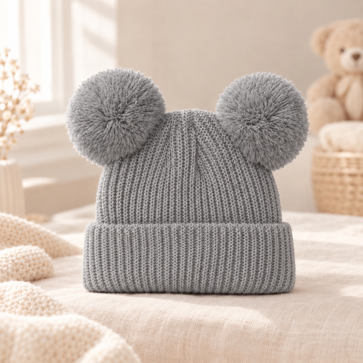 Bonnet Bébé à Pompons