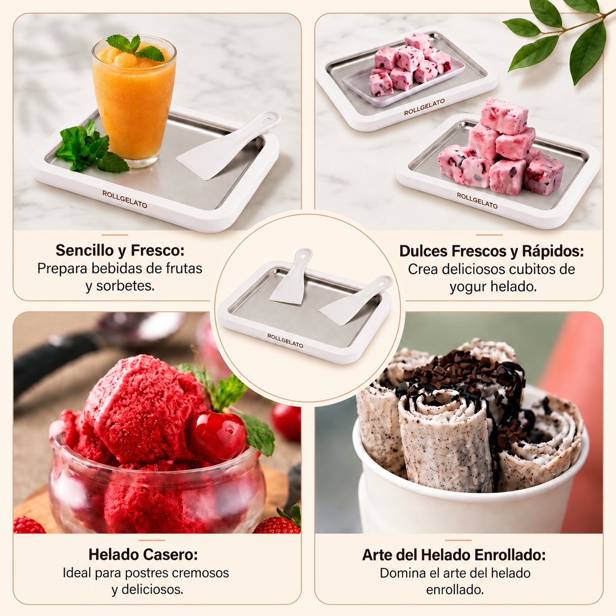 RollGelato - Plancha de Helados Enrollados + eBook de Guía y Recetas